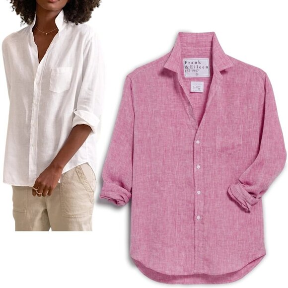 Frank & Eileen - Women’s ‘Eileen’ Relaxed Linen Shirt in Red Raspberry, XX-Small - Picture 1 of 13